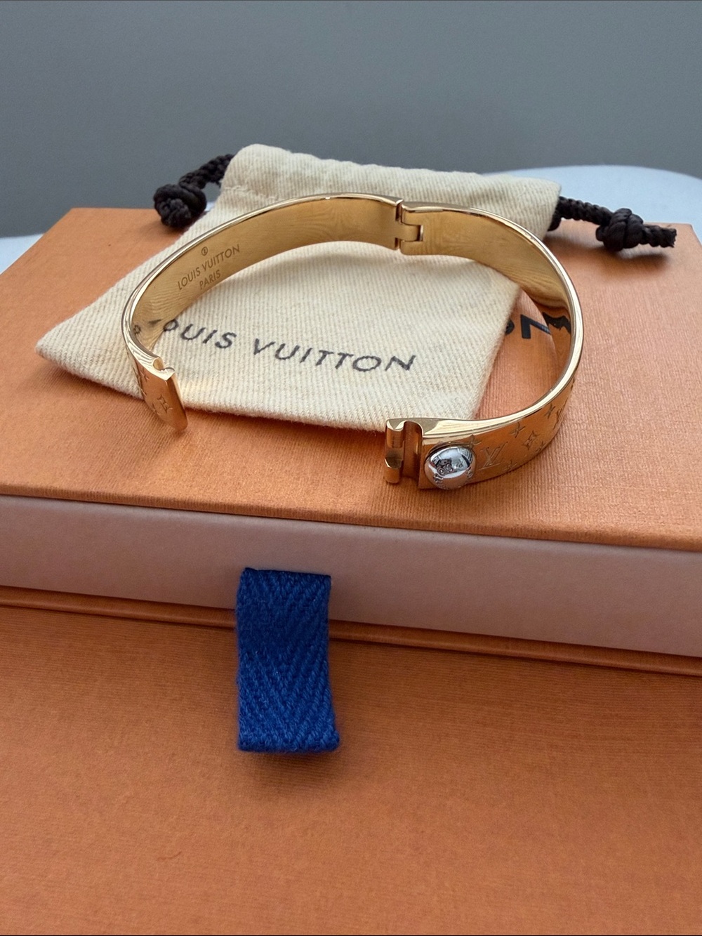 Louis Vuitton Nanogram Cuff Gold Bangle - Picture 4 of 9